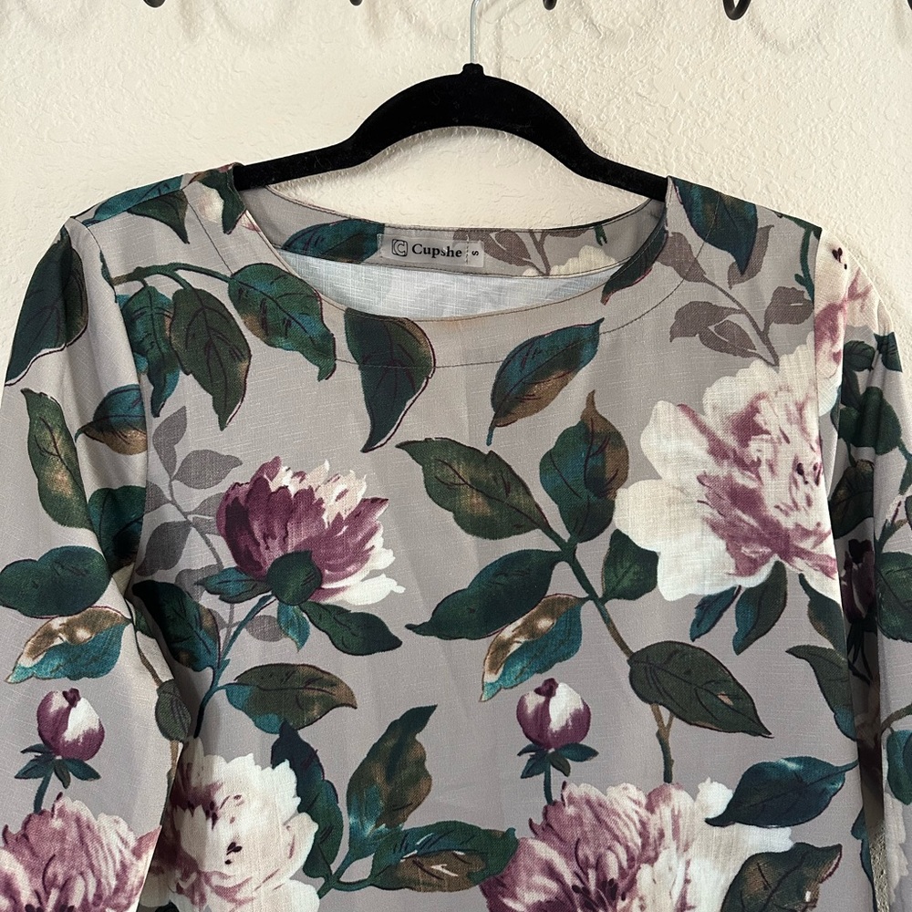 Cupshe Floral Long Sleeve Midi Dress